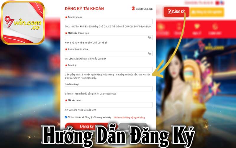 Hướng dẫn đăng ký 97Win